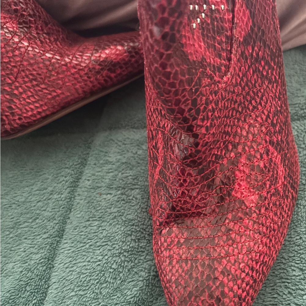 Red Snakeskin Women's Boots - Picture 2 of 3